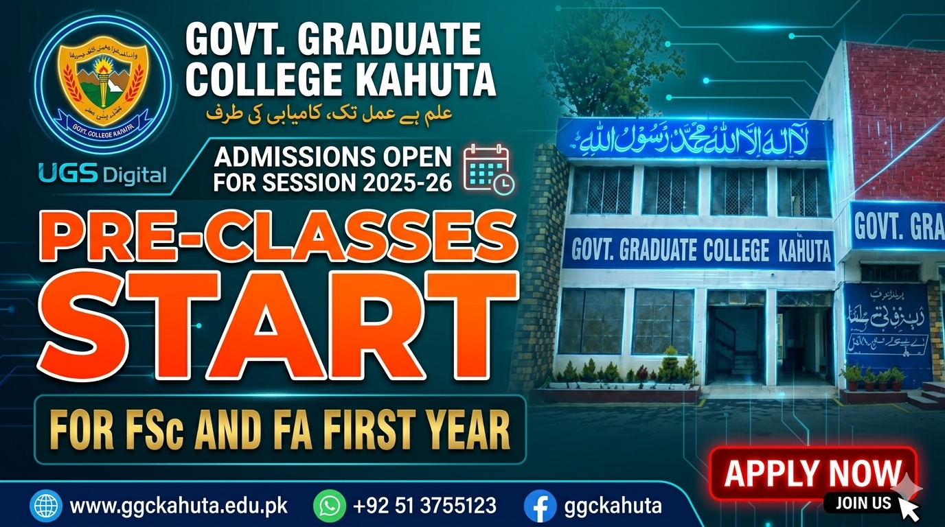 Govt Graduate College Kahuta Admission 2026 first year